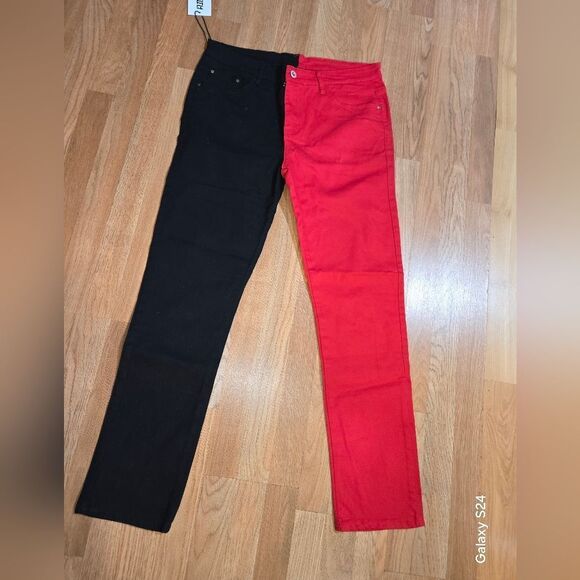 Two-Tone Black and Red Men's Jeans New With Tags Size 36 - Picture 5 of 11